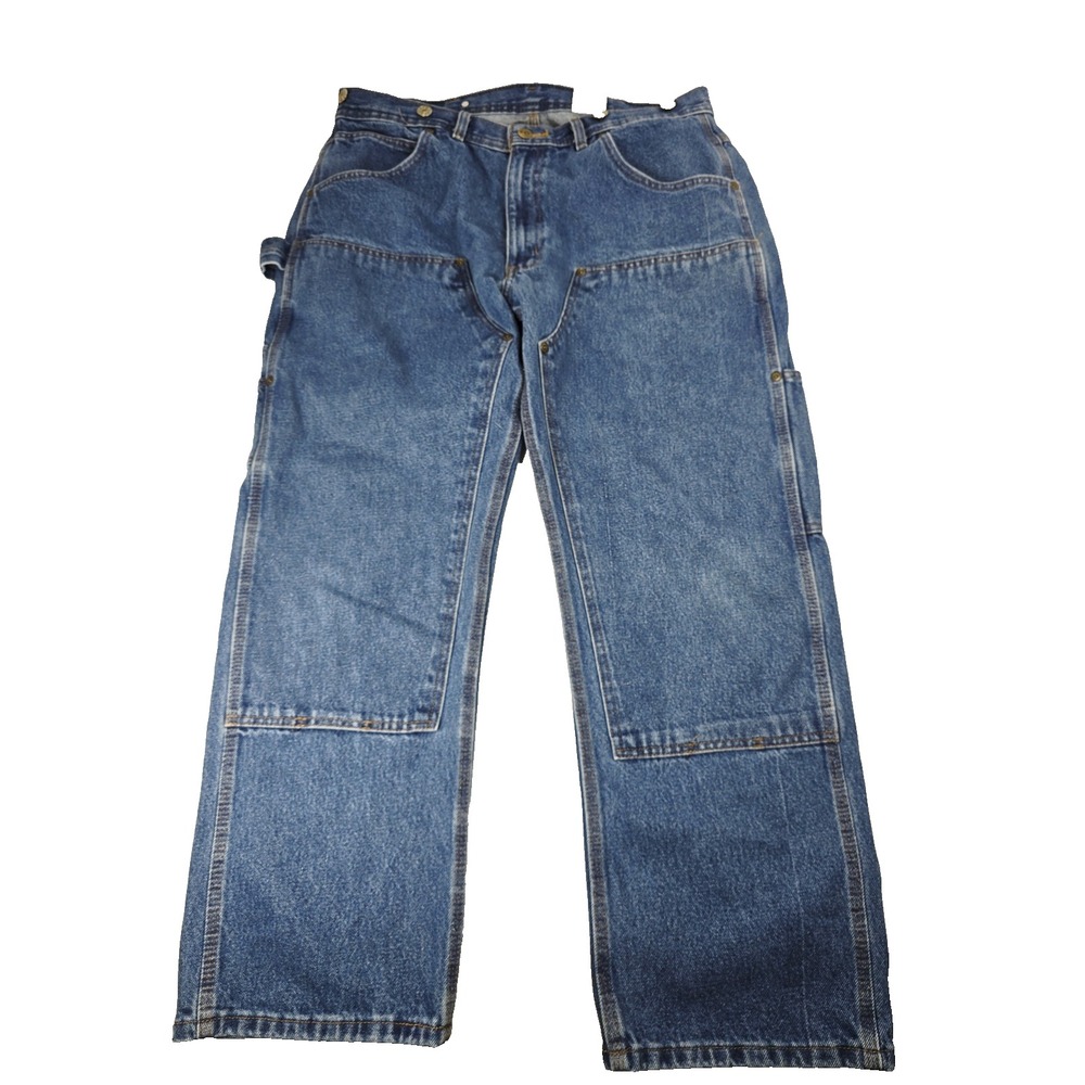 Key Jeans Mens 38x29‎ Blue Denim Double Knee Workwear Carpenter Utility Pants